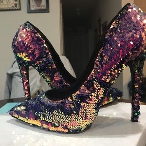 Reversible sequin heels.